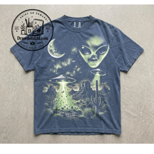 Retro Alien UFO, Vintage Sci-Fi Graphic Tee Shirt