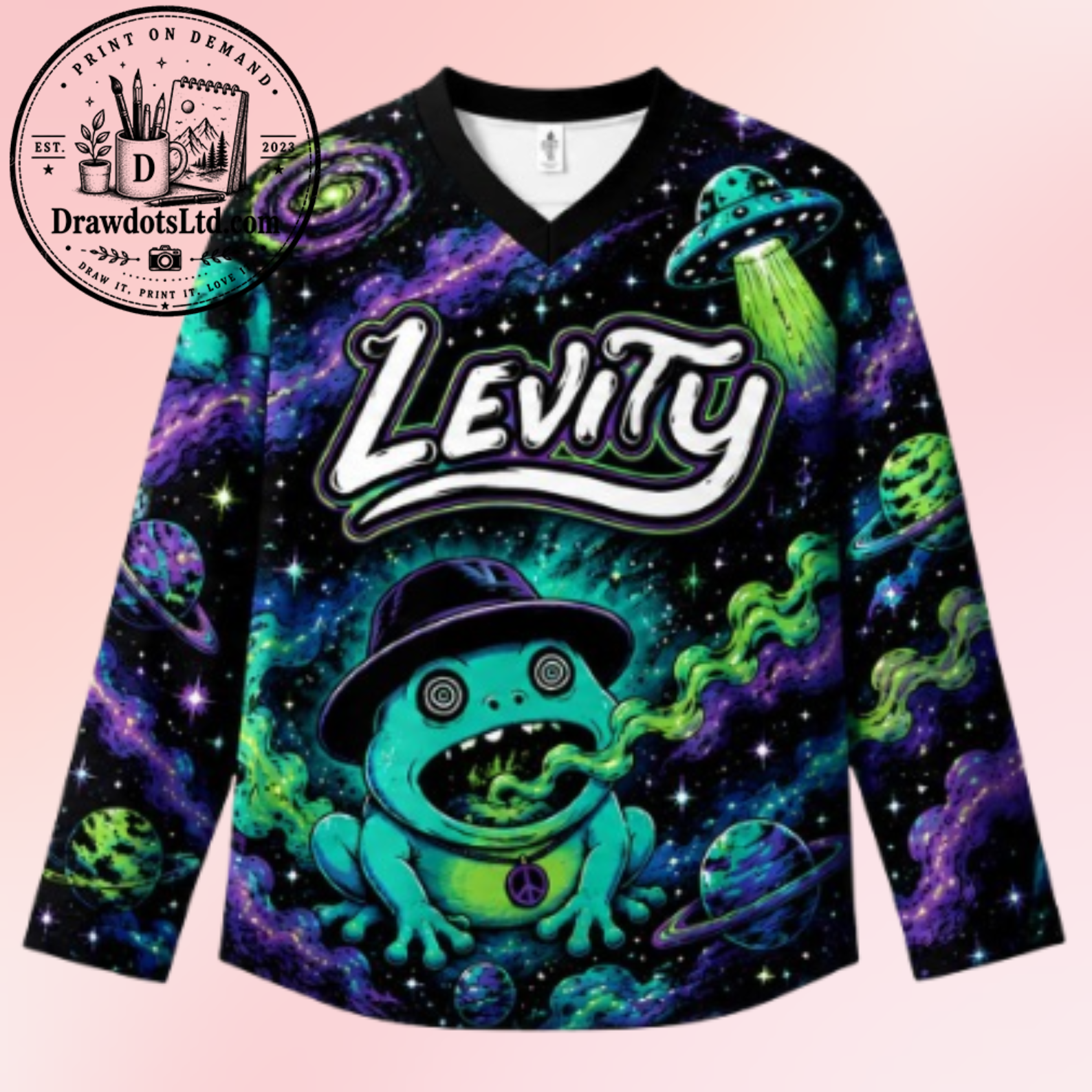 Psychedelic Space Frog Hockey Jersey