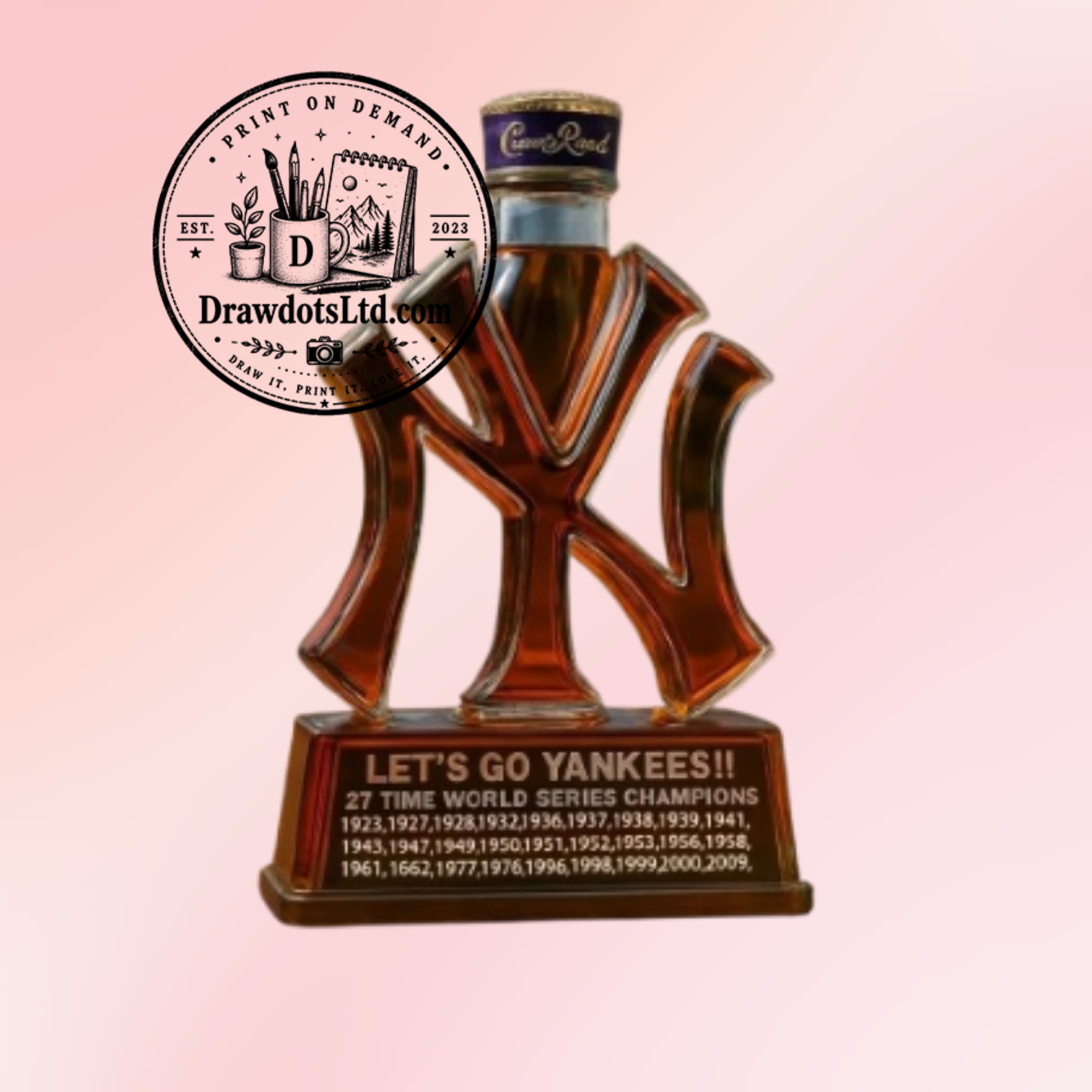 New York Yankees 27-Time World Series Champions Custom Whiskey Decanter Bottle