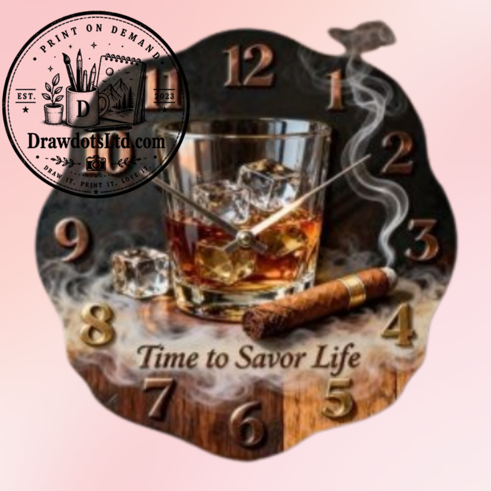 Whiskey Glass & Cigar Decorative Wall Clock