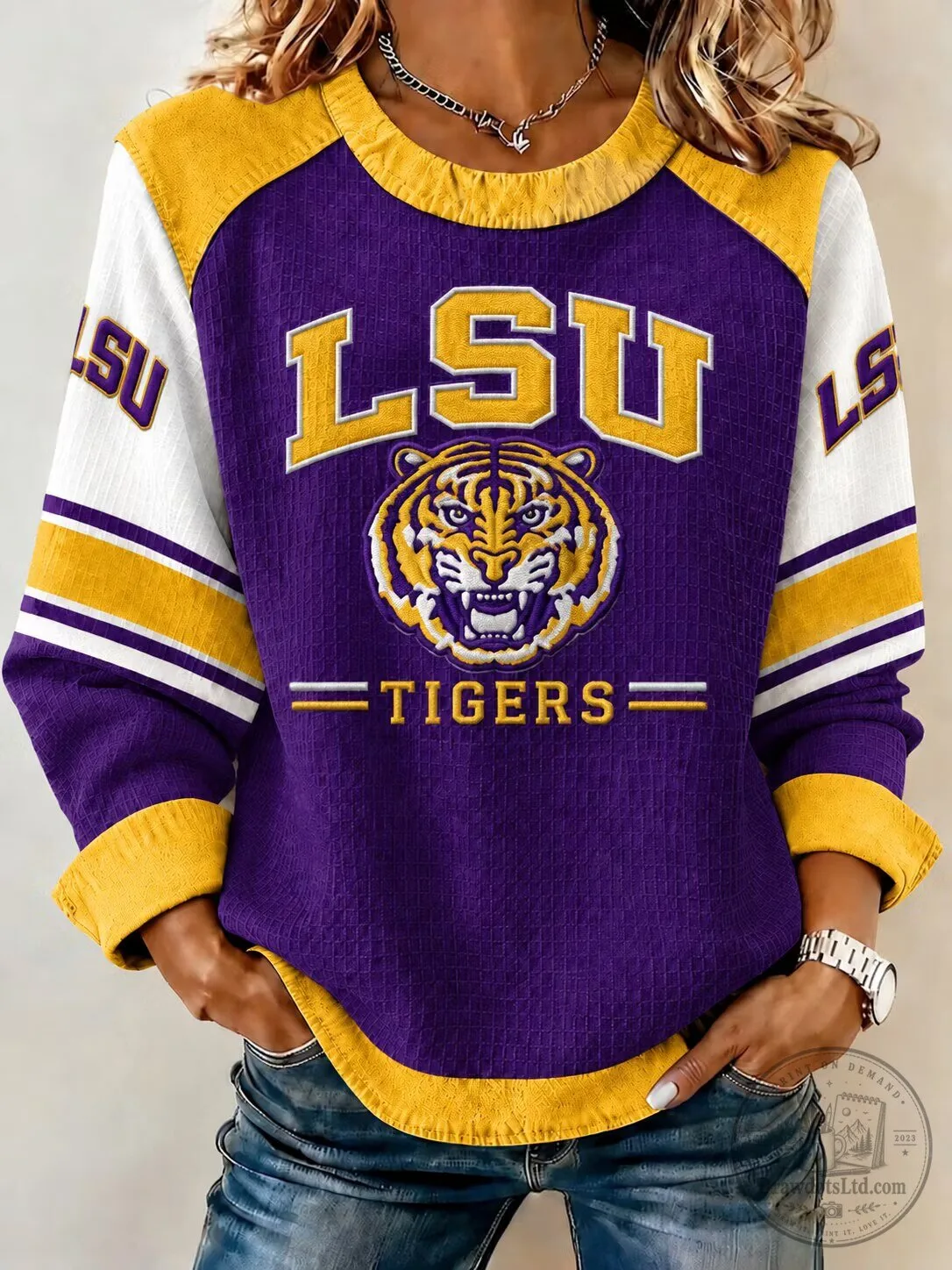 Louisiana State University Tigers Purple and Gold Long Sleeve Sweatshirt