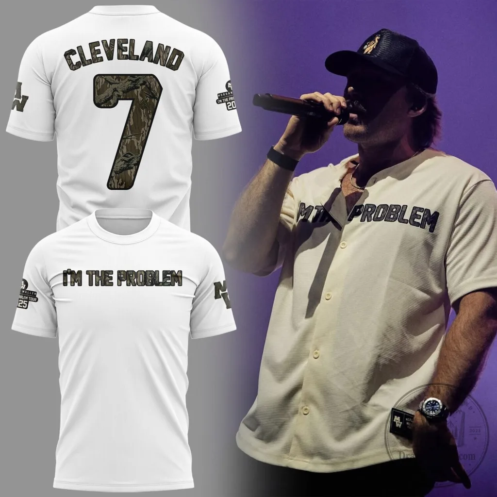 Cleveland Baseball Jersey featuring Morgan Wallen's I'm The Problem Design Cleveland Baseball Jersey featuring Morgan Wallen's I'm The Problem Design
