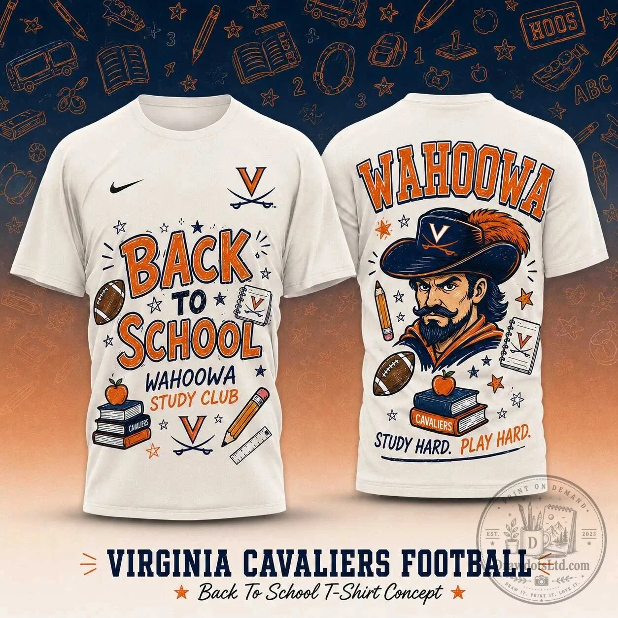 Back To School Virginia Cavaliers Wahoowa Study Club T-Shirt