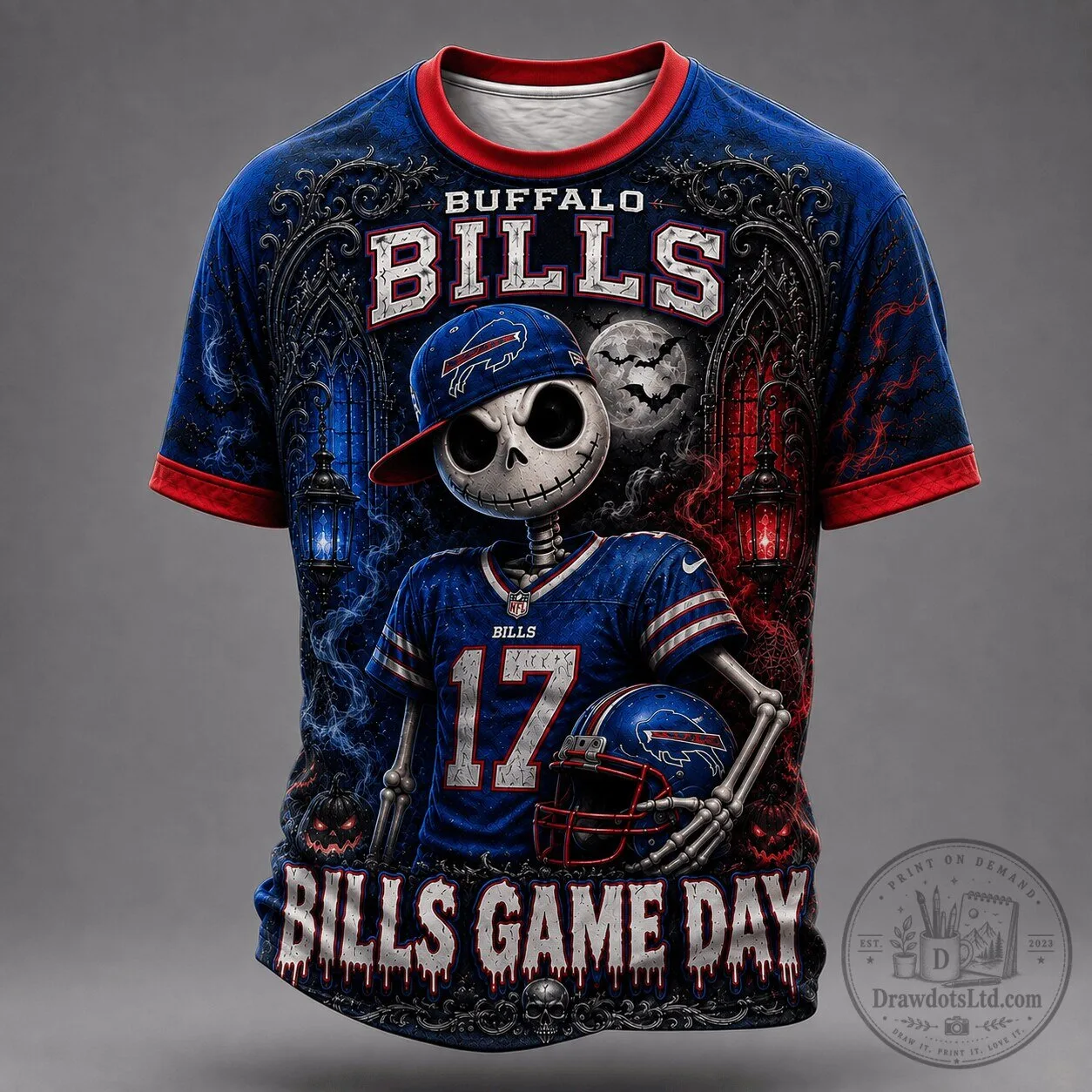 Buffalo Bills Shirt Spooky Skeleton Game Day Halloween T-Shirt