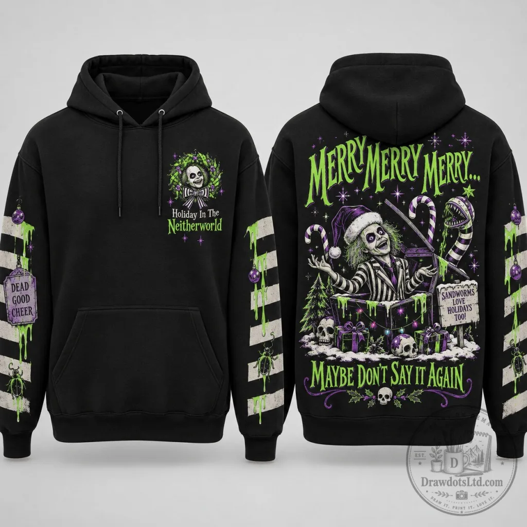 Beetlejuice Christmas Netherworld Holiday Black Adult Hoodie Beetlejuice Christmas Netherworld Holiday Black Adult Hoodie