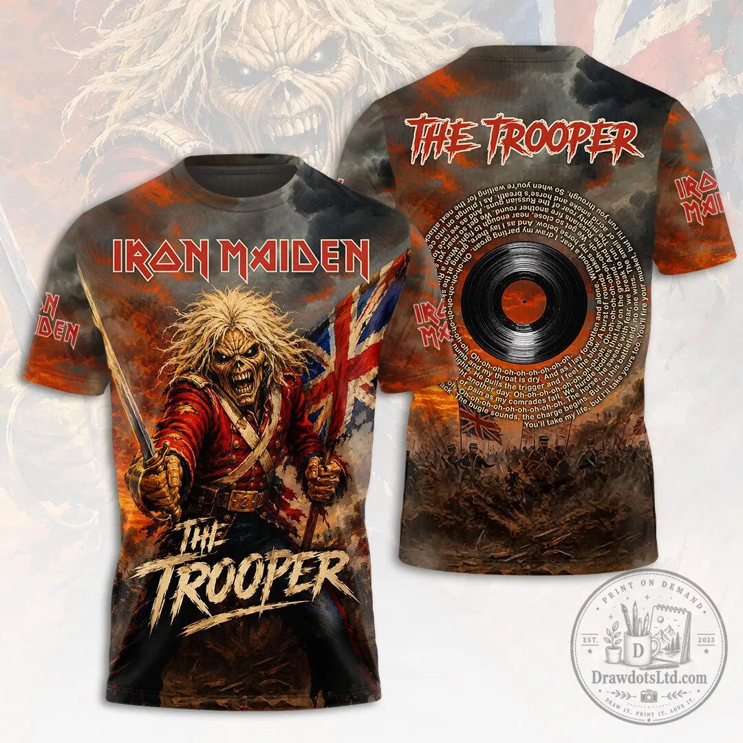 Iron Maiden The Trooper Eddie British Flag Heavy Metal Music T-Shirt