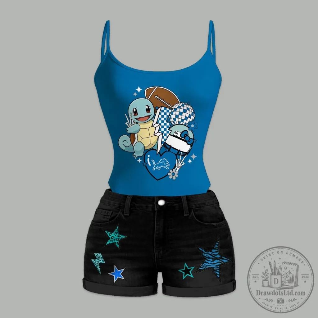 Detroit Lions Squirtle Pokemon Football Heart Women's Tank Top Detroit Lions Squirtle Pokemon Football Heart Women's Tank Top