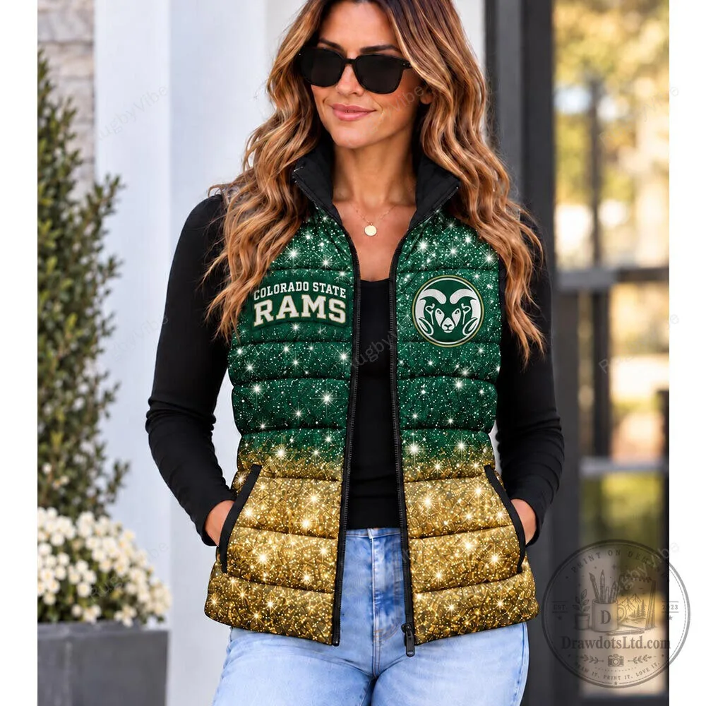 Colorado State Rams Glitter Sparkle Puffer Vest