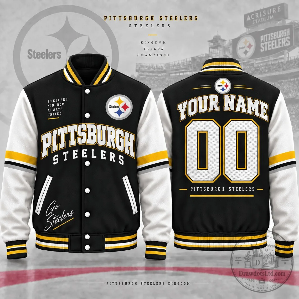Pittsburgh Steelers Football Team Varsity Bomber Jacket