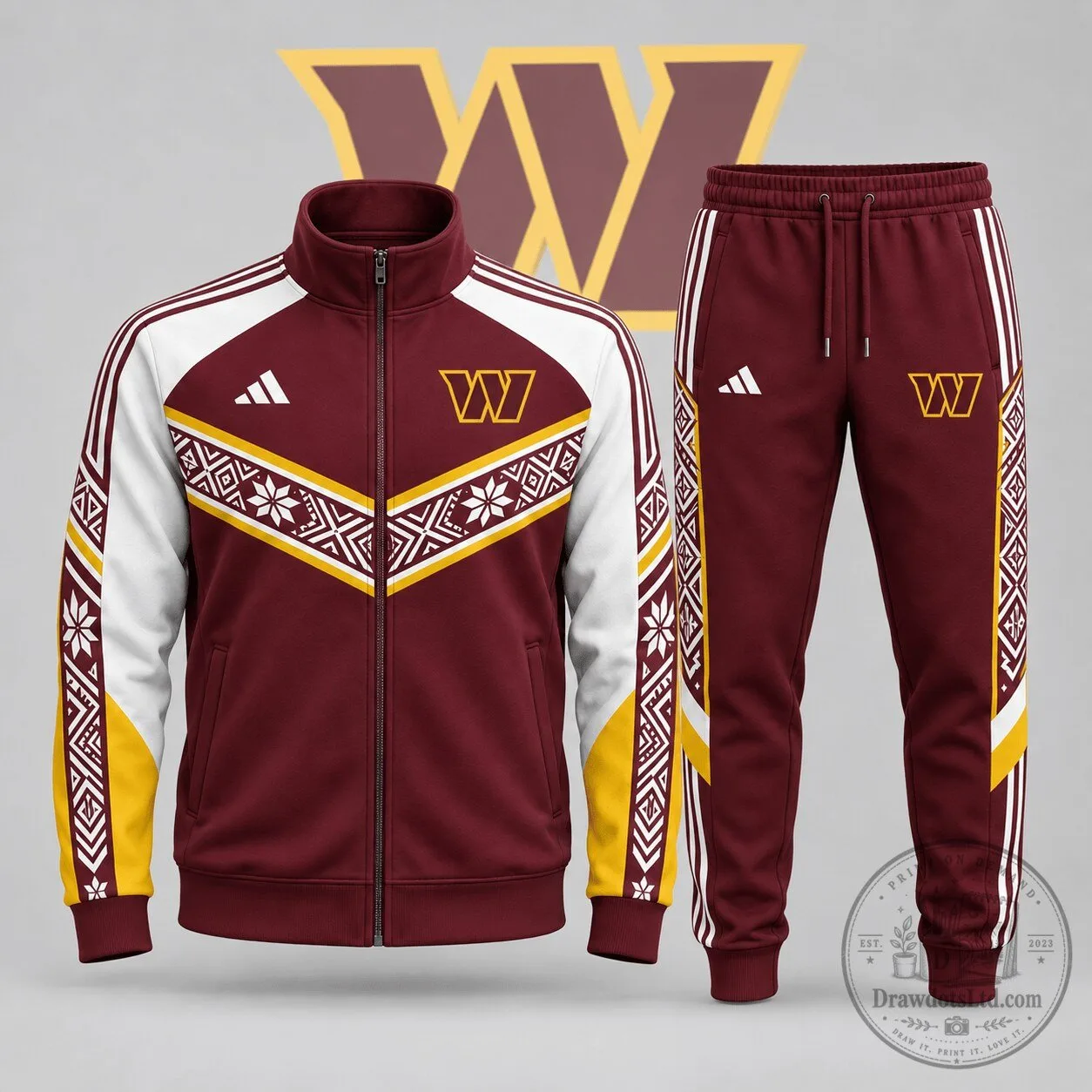 Washington Commanders National Football League Team Nordic Pattern Tracksuit
