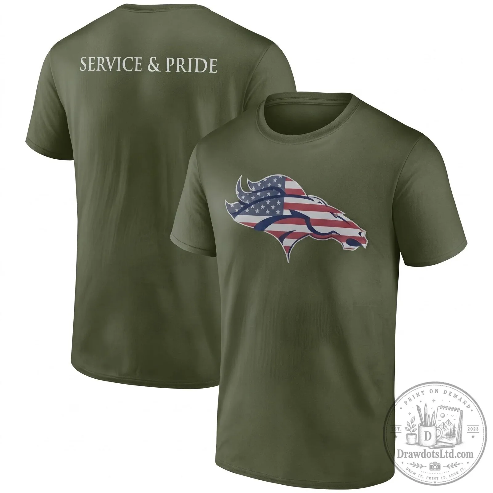 Denver Broncos Salute To Service American Flag Logo T-Shirt
