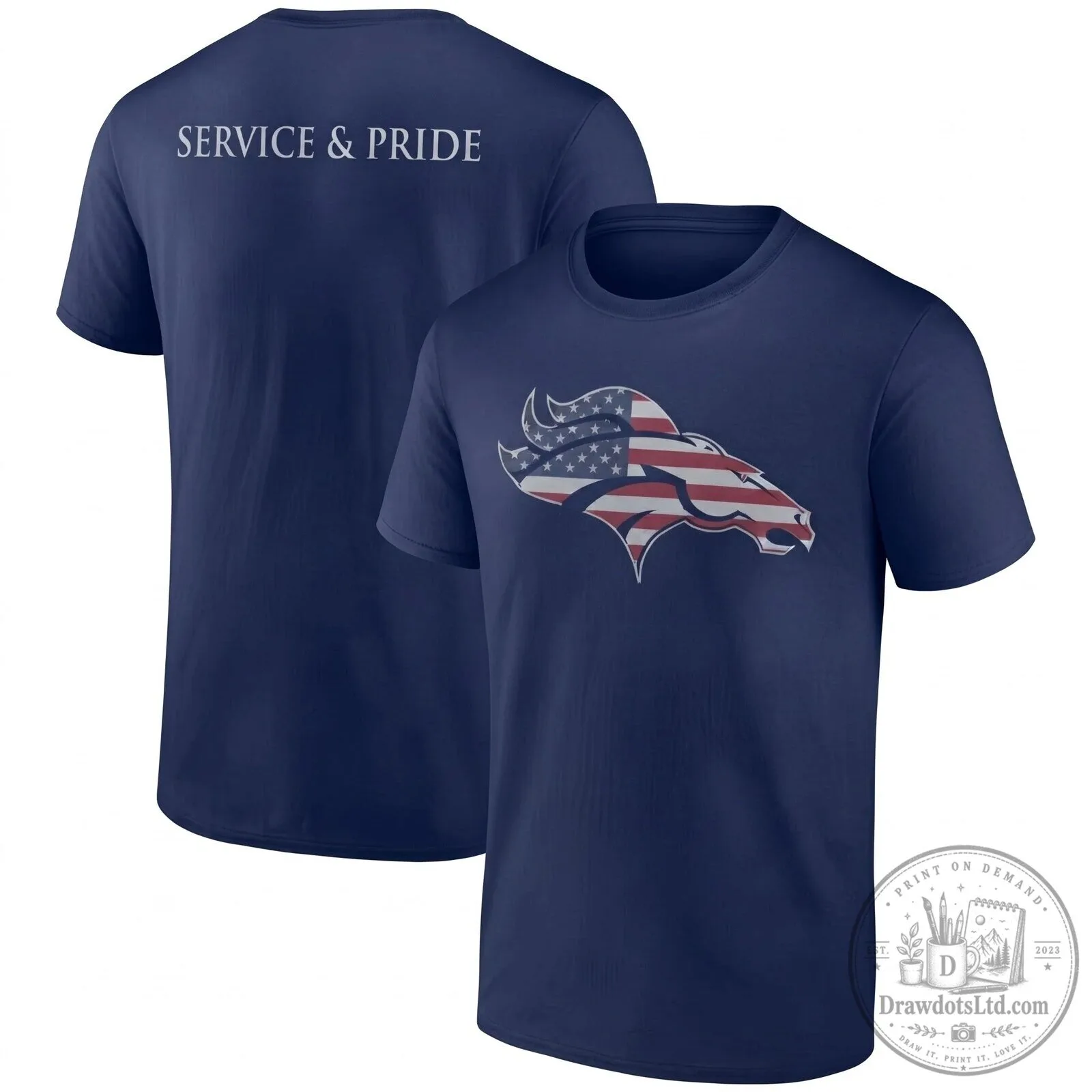 Denver Broncos Salute To Service American Flag Logo T-Shirt 8 Denver Broncos Salute To Service American Flag Logo T-Shirt