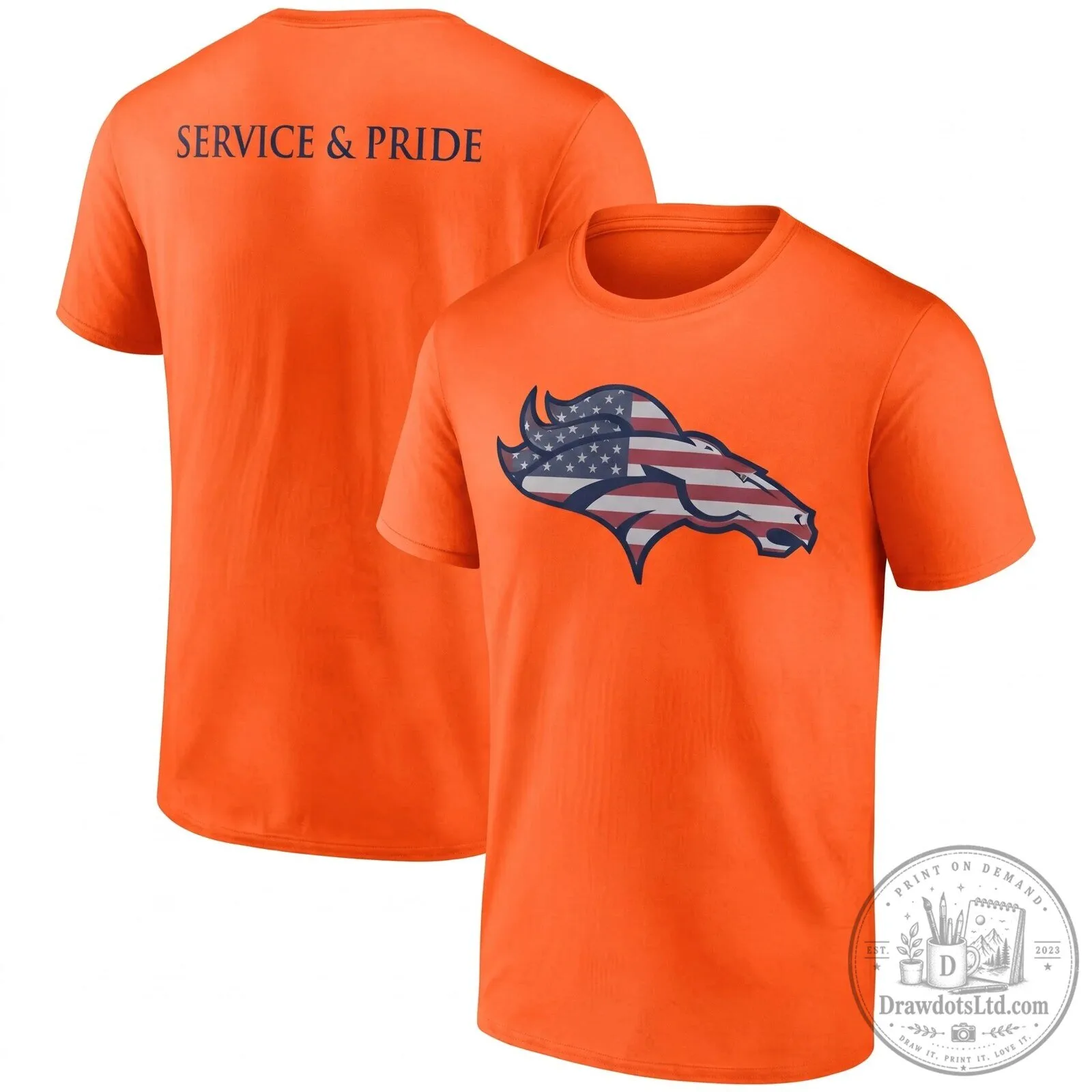 Denver Broncos Salute To Service American Flag Logo T-Shirt 9 Denver Broncos Salute To Service American Flag Logo T-Shirt