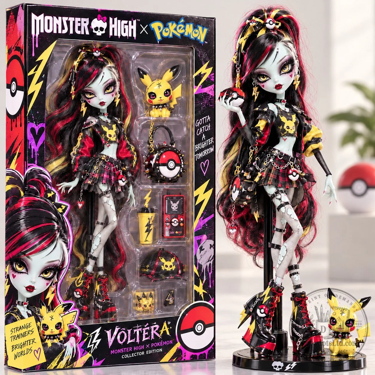 Monster High Skullector Series Draculaura Pokemon Pikachu Collector Doll
