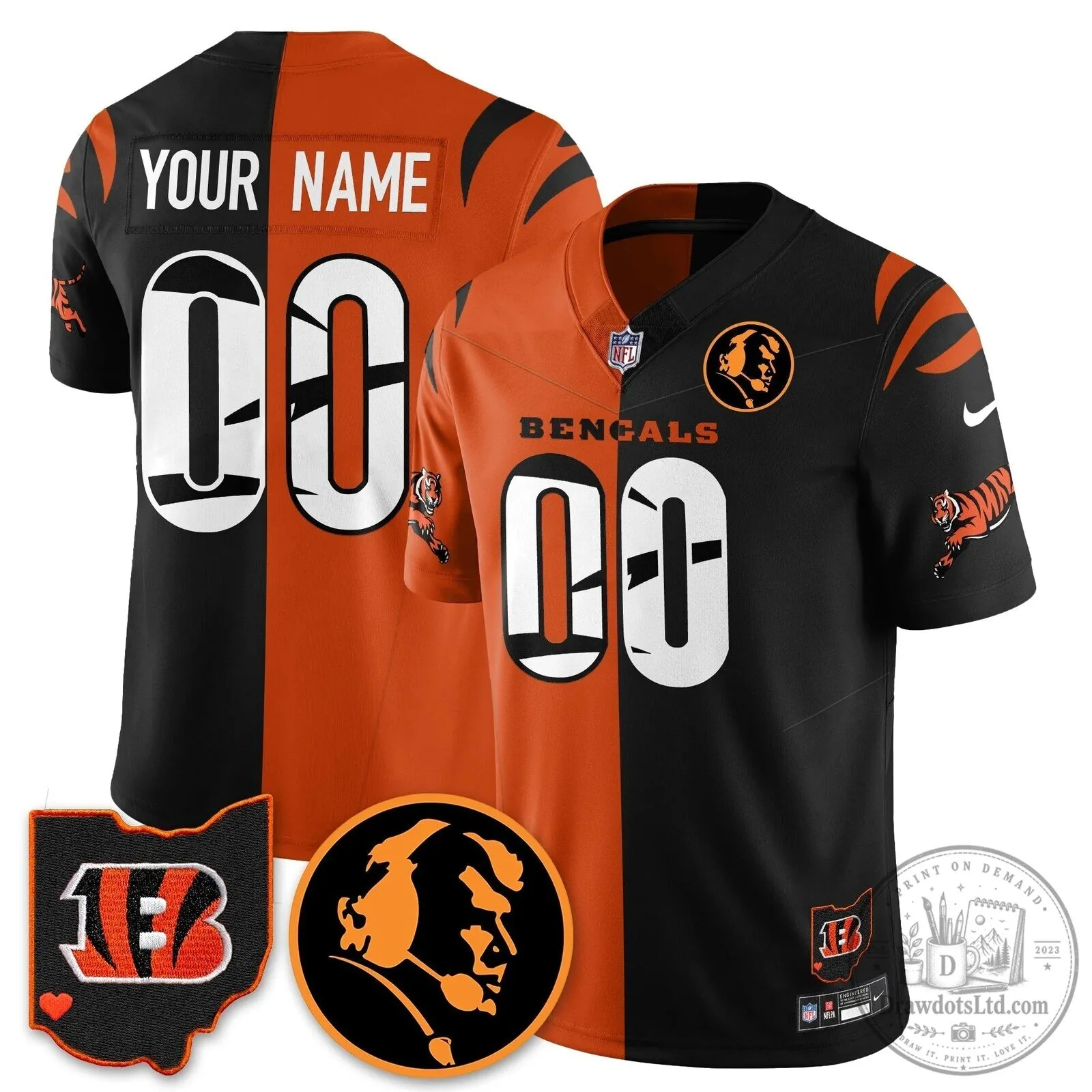 John Madden Cincinnati Bengals Black Game Day Football Jersey 8 John Madden Cincinnati Bengals Black Game Day Football Jersey
