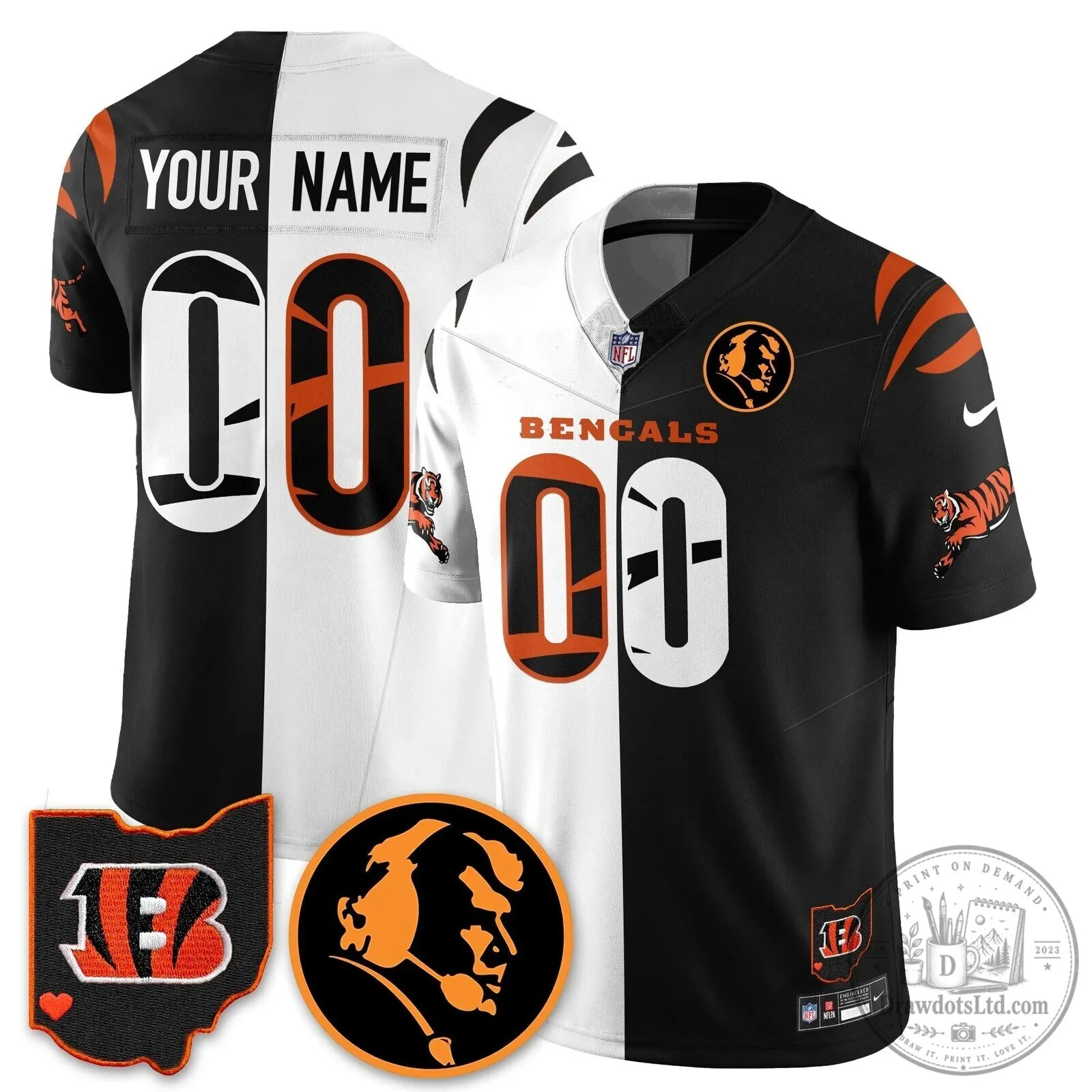 John Madden Cincinnati Bengals Black Game Day Football Jersey 9 John Madden Cincinnati Bengals Black Game Day Football Jersey