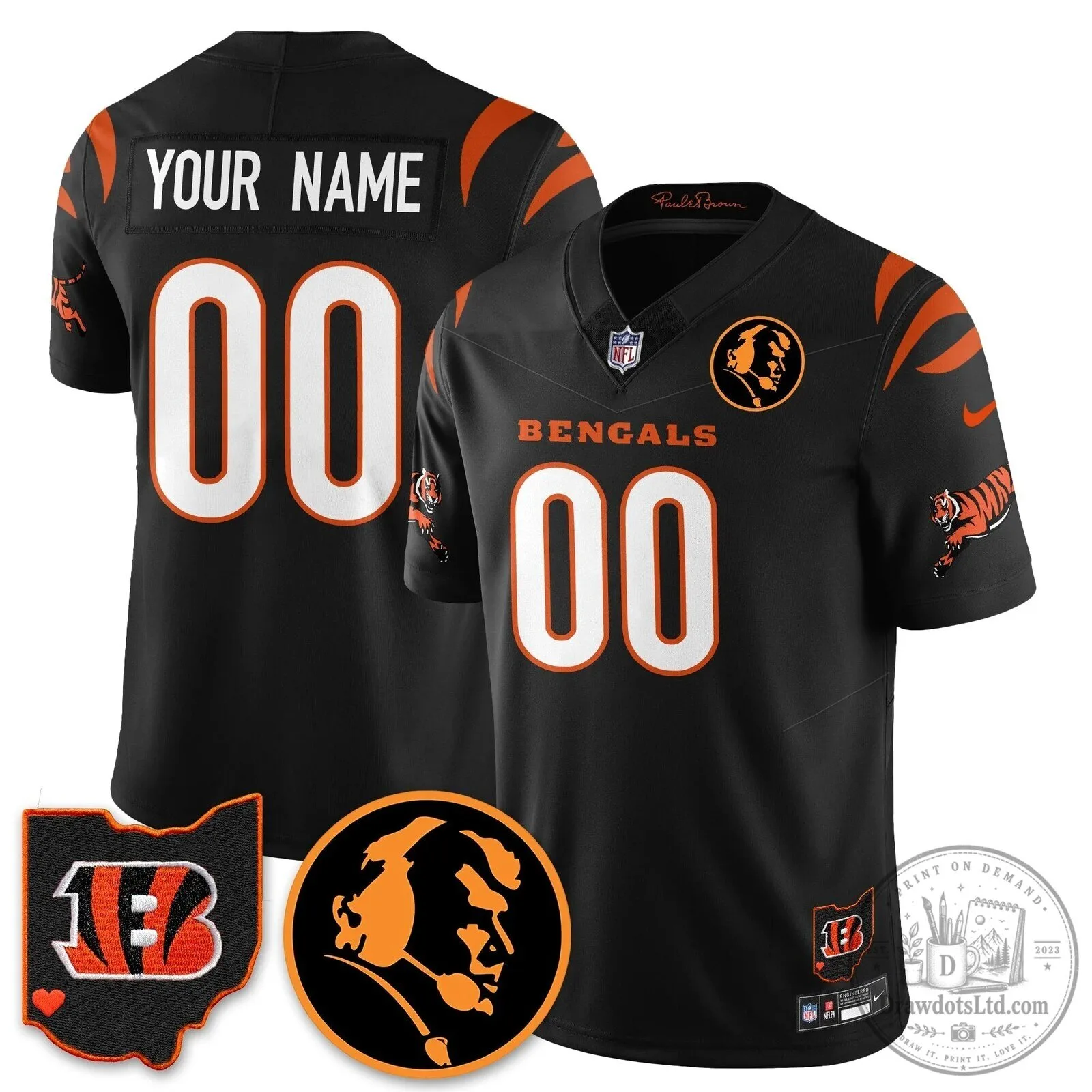 John Madden Cincinnati Bengals Black Game Day Football Jersey 10 John Madden Cincinnati Bengals Black Game Day Football Jersey