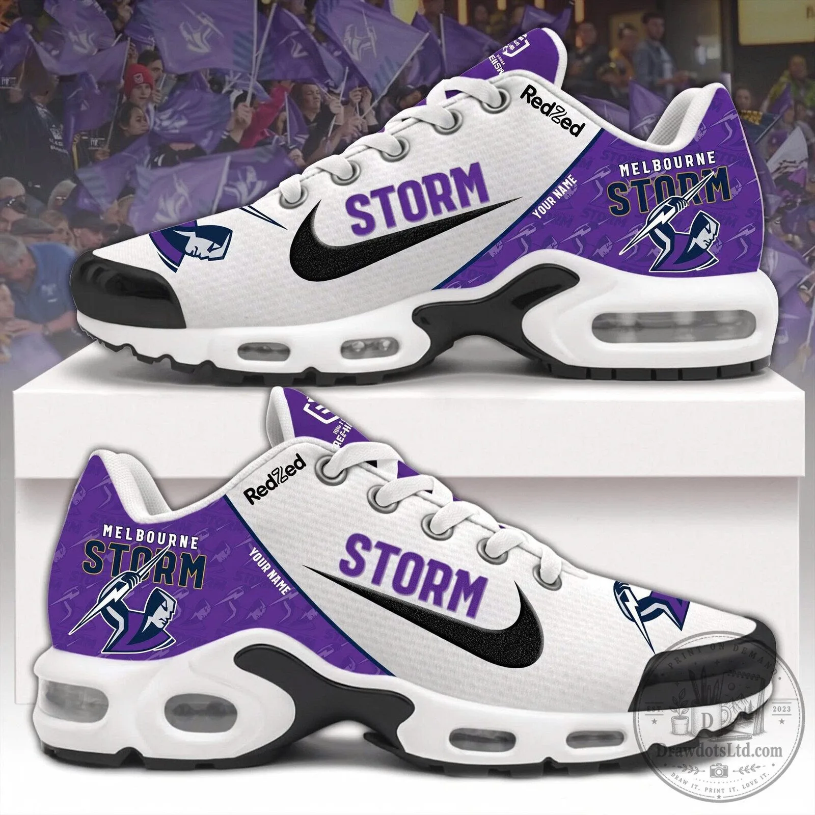Melbourne Storm Rugby League Team Sports Fan Sneakers