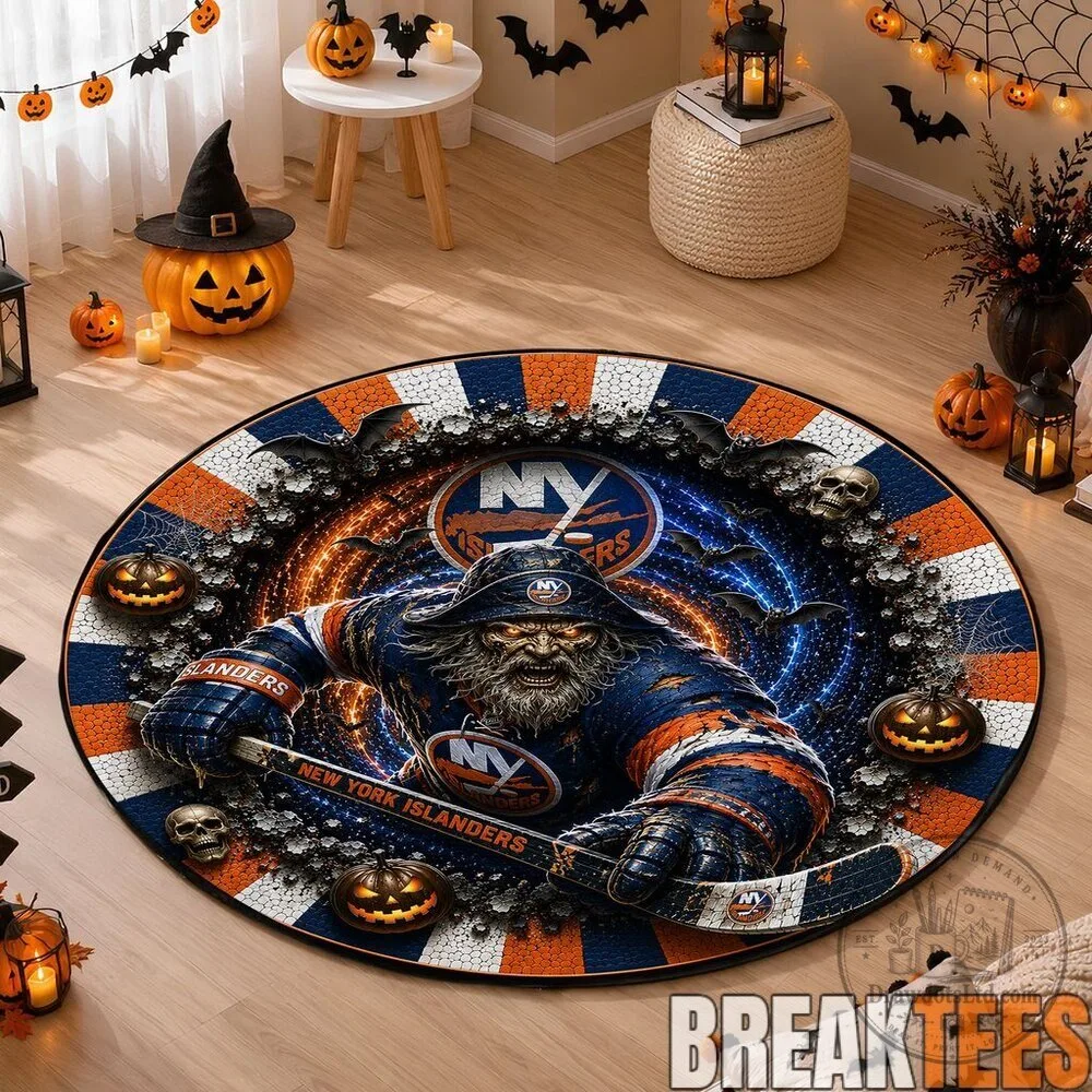 New York Islanders Halloween Round Quilted Floor Rug