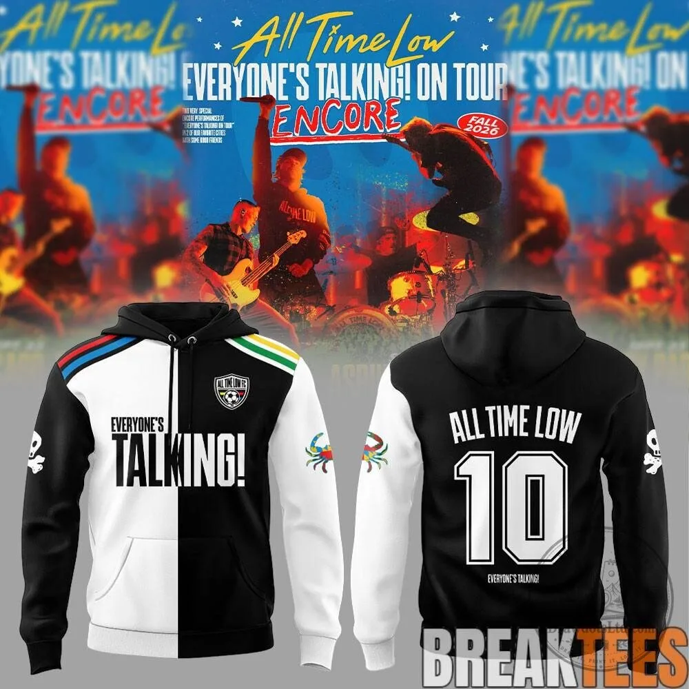 All Time Low Everyone's Talking On Tour Fall 2026 Black and White Hoodie