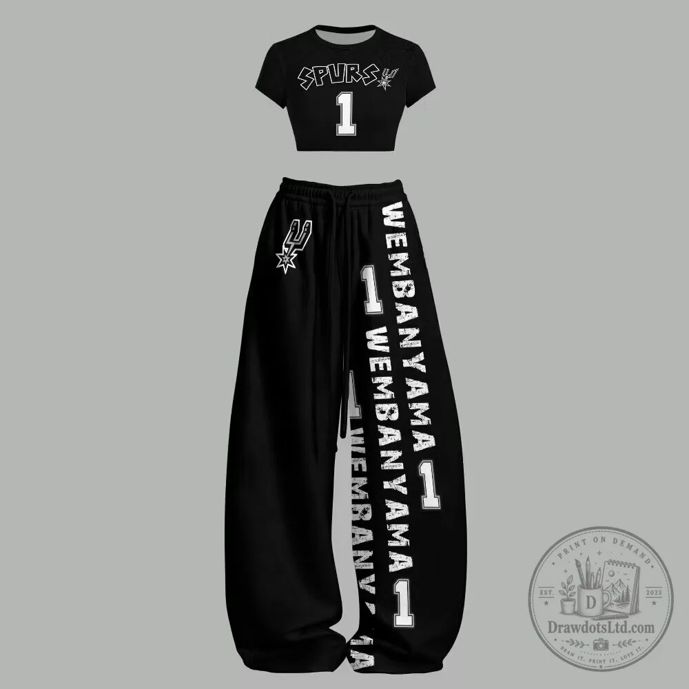 San Antonio Spurs Victor Wembanyama Number 1 Crop Top and Pants Set