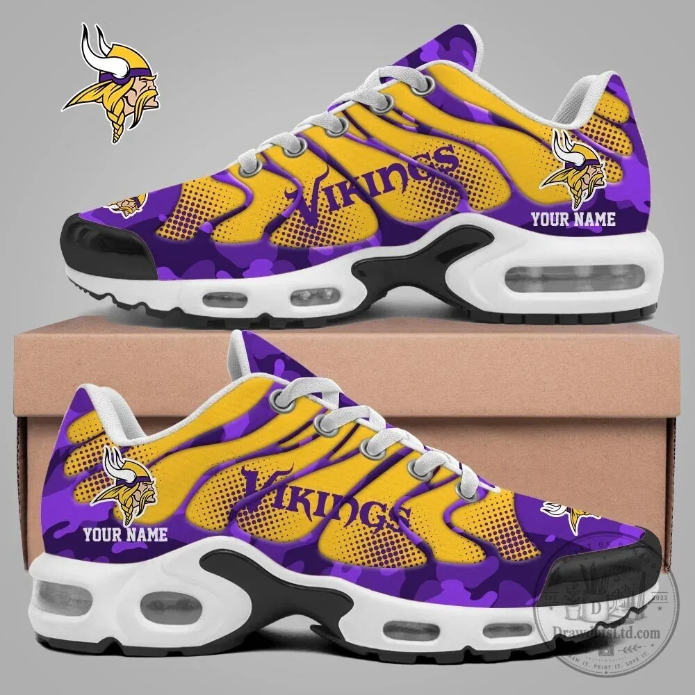 Minnesota Vikings Personalized Purple and Gold Air Max Style Running Shoes