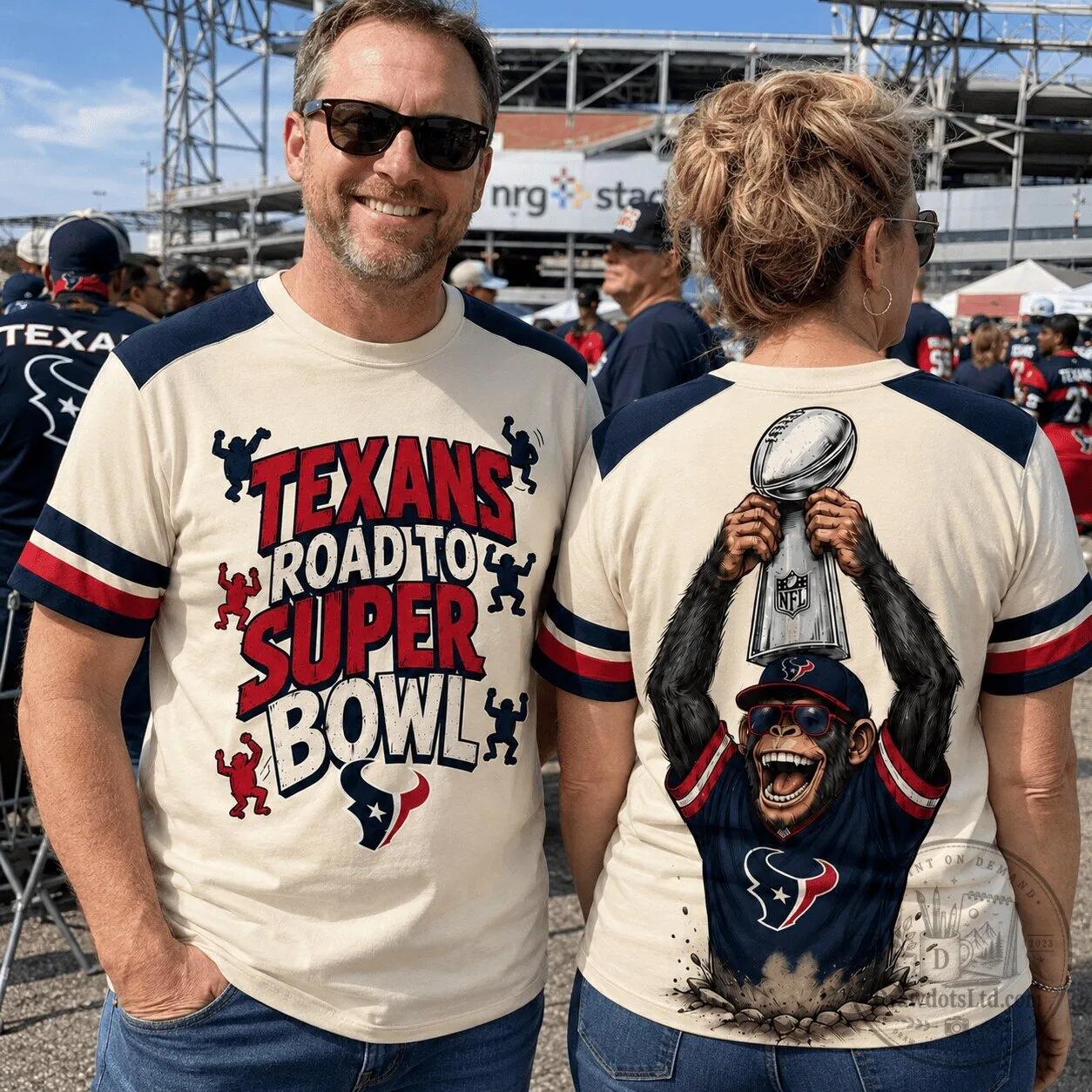 Houston Texans Football Road to Super Bowl Monkey NFL Fan T-Shirt