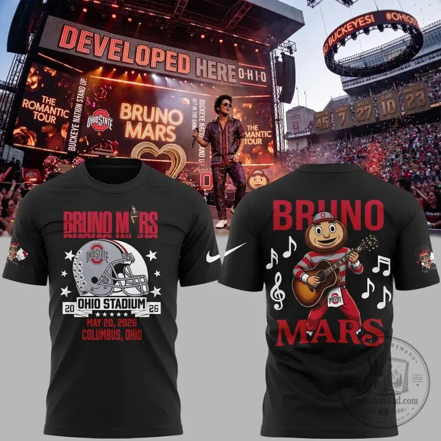 Bruno Mars x Ohio State Buckeyes Football – The Romantic Tour Shirt