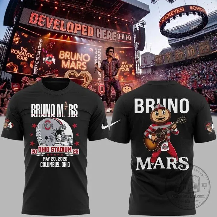 Bruno Mars Ohio State Football The Romantic Tour Ohio Stadium 2026 T-Shirt