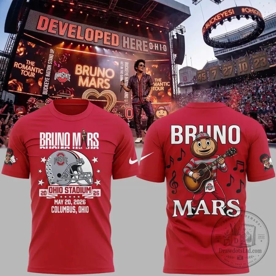 Ohio State Buckeyes Football - Romantic Tour T-Shirt by Bruno Mars