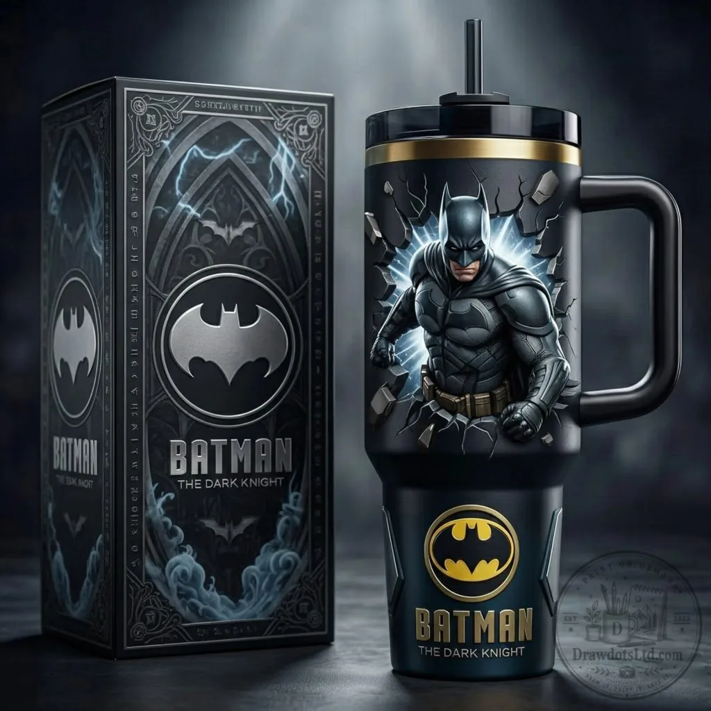 Batman The Dark Knight Insulated Stainless Steel Handle Tumbler with Straw