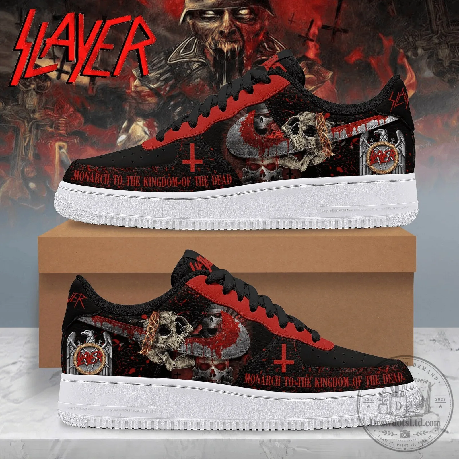 Slayer Monarch To The Kingdom Of The Dead Band Rock Music Sneakers