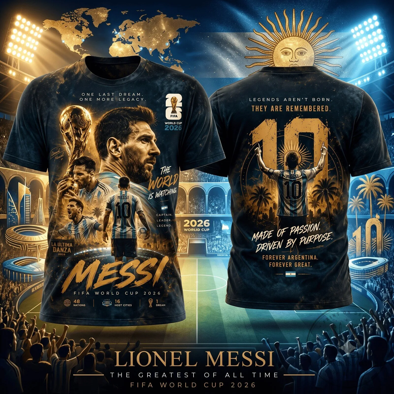 Lionel Messi FIFA World Cup 2026 The Greatest Of All Time T-Shirt