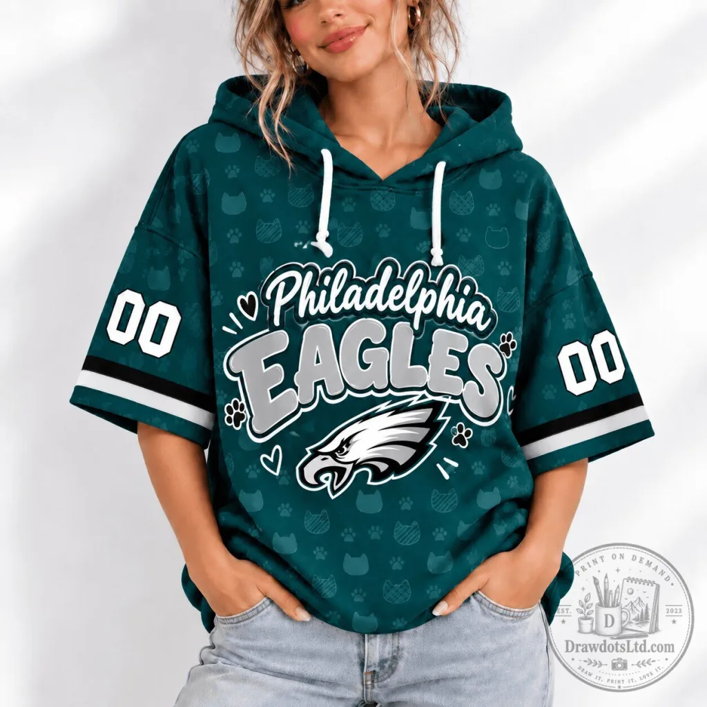 Philadelphia Eagles Football Team Fan Short Sleeve Hoodie