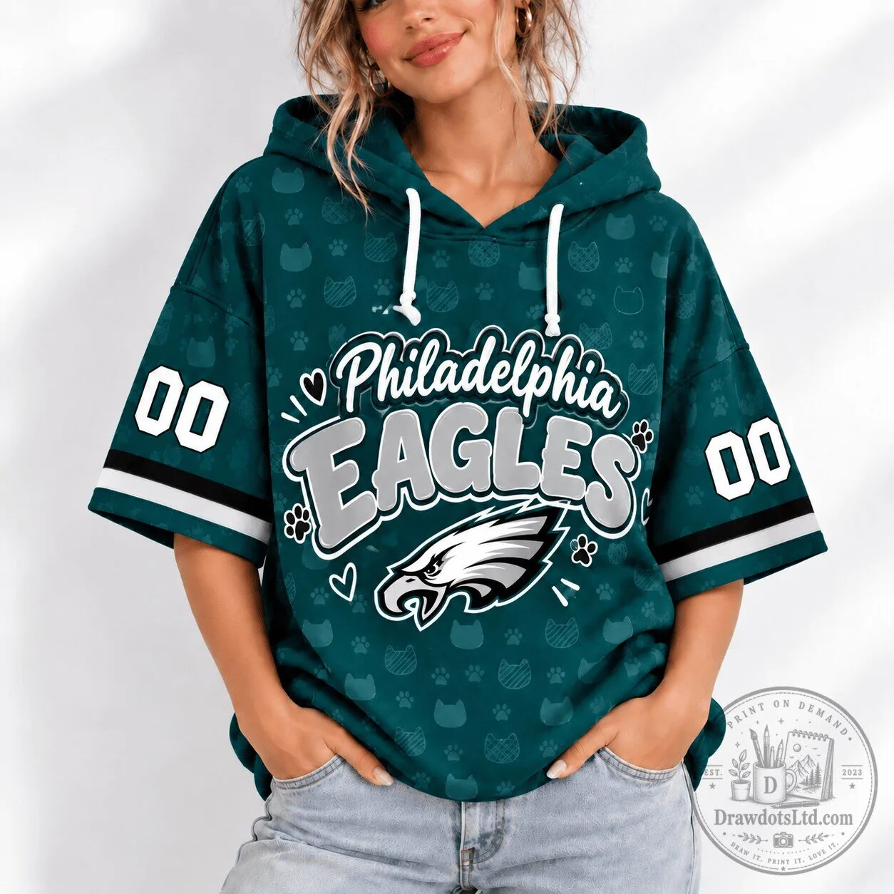 Philadelphia Eagles Football Team Fan Short Sleeve Hoodie
