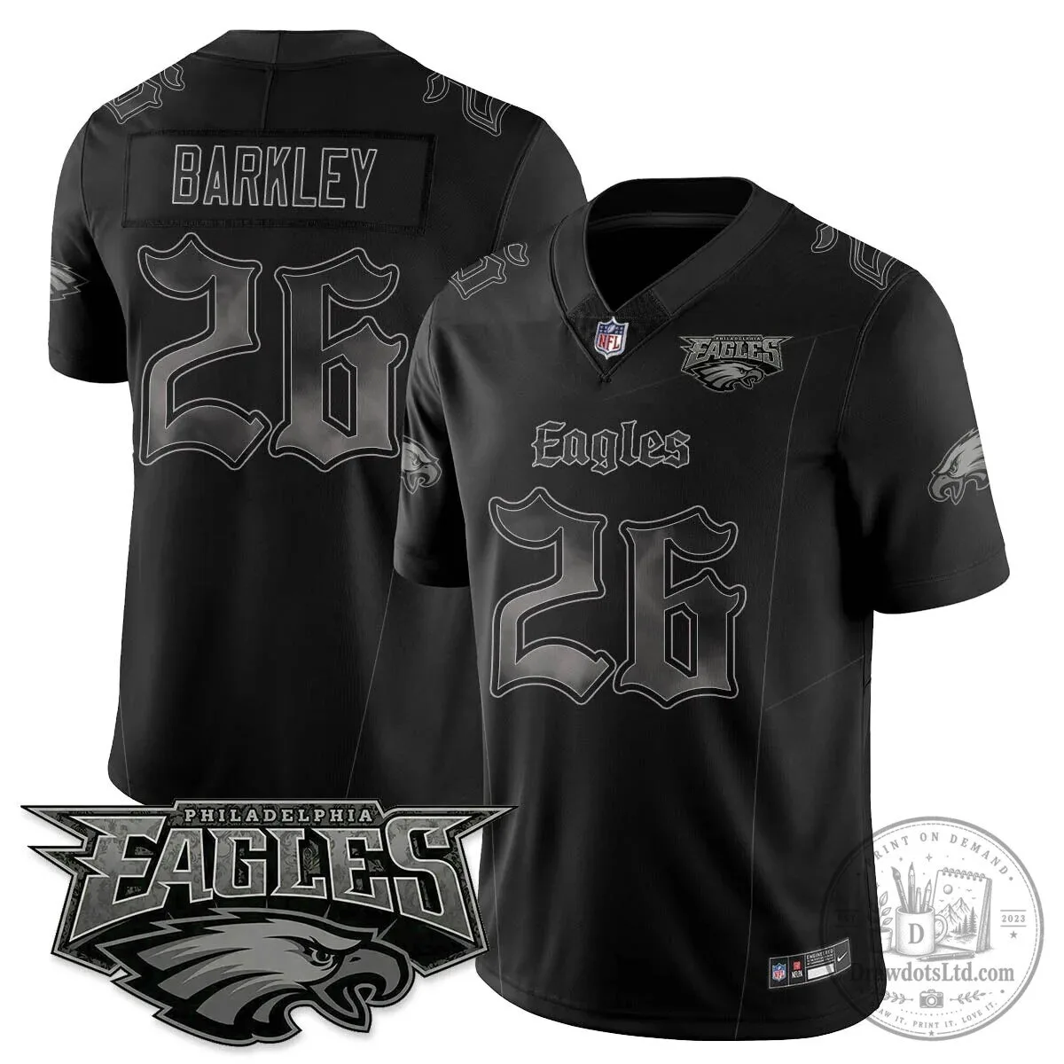 Philly Philadelphia Eagles Saquon Barkley Black Football Jersey 36 Philly Philadelphia Eagles Saquon Barkley Black Football Jersey