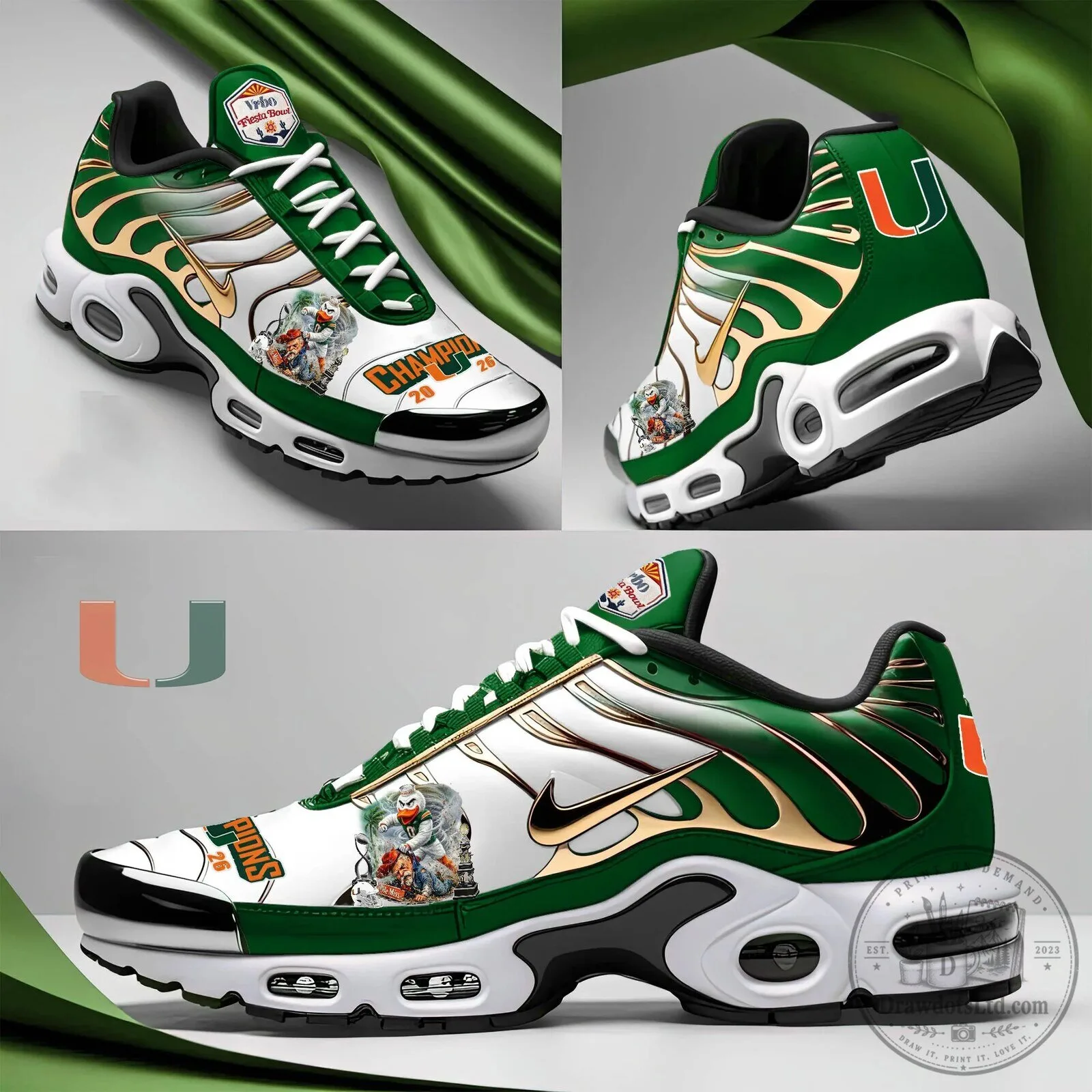 Miami Hurricanes Fiesta Bowl Champions 2026 Custom Design Sneakers