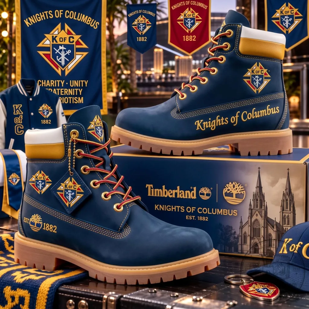 Knights of Columbus Timberland Style Boots, Charity Unity Fraternity Patriotism Shoes