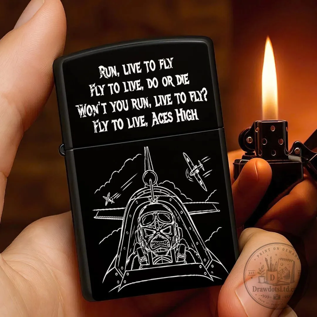 Iron Maiden Aces High Run Live To Fly Do Or Die Black Matte Zippo Lighter