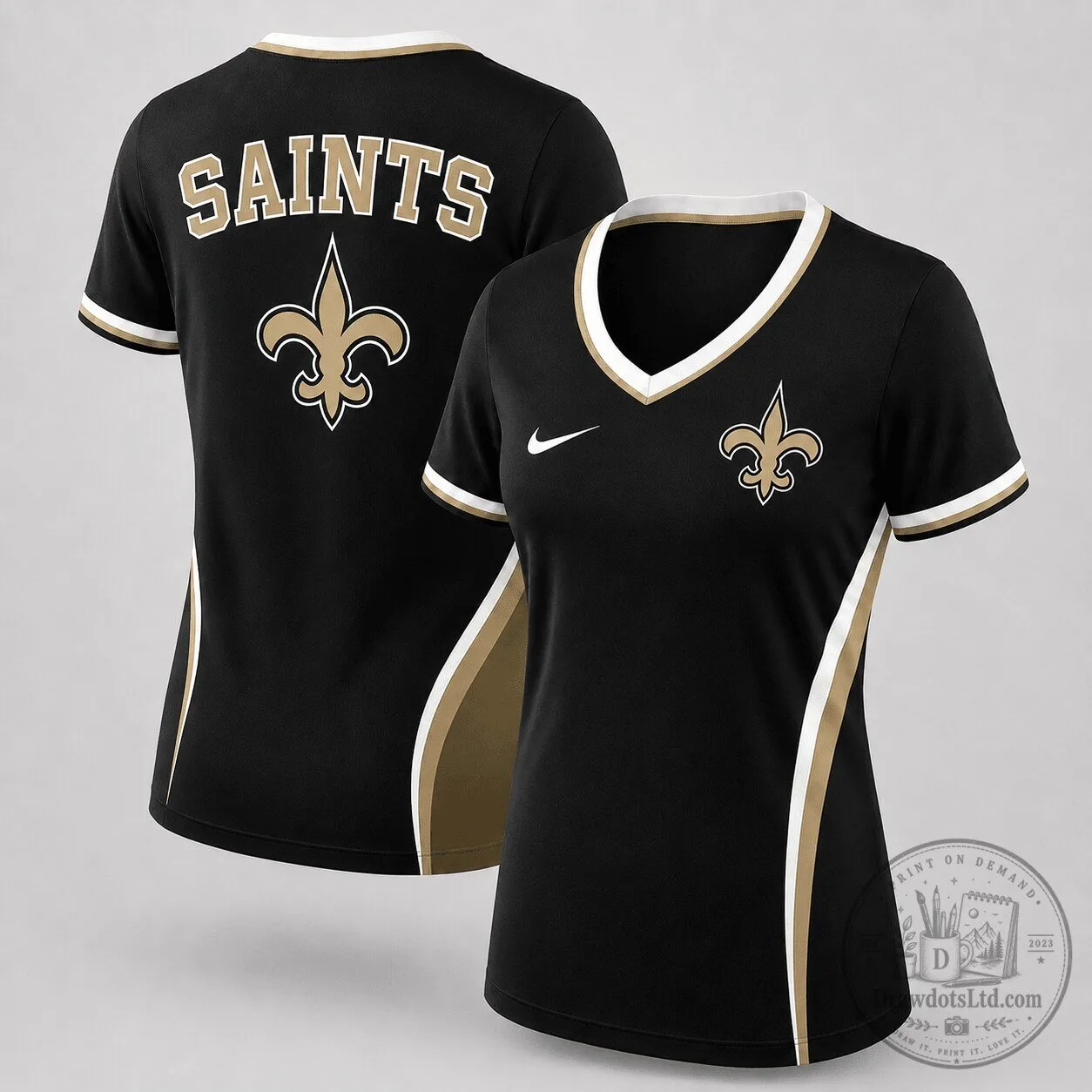 New Orleans Saints NFL Football Women's V-Neck Performance T-Shirt