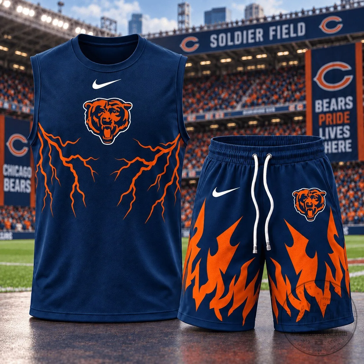 Chicago Bears Sleeveless Shirt and Shorts Set with Fierce Graphic Design