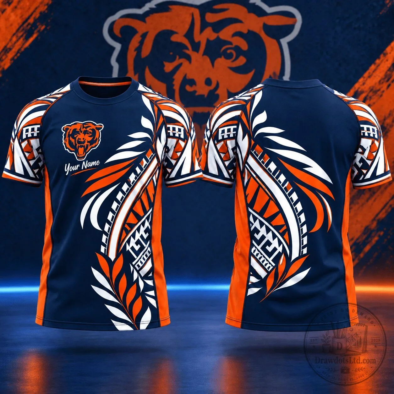 Chicago Bears Football Tribal Graphic Custom Name T-Shirt
