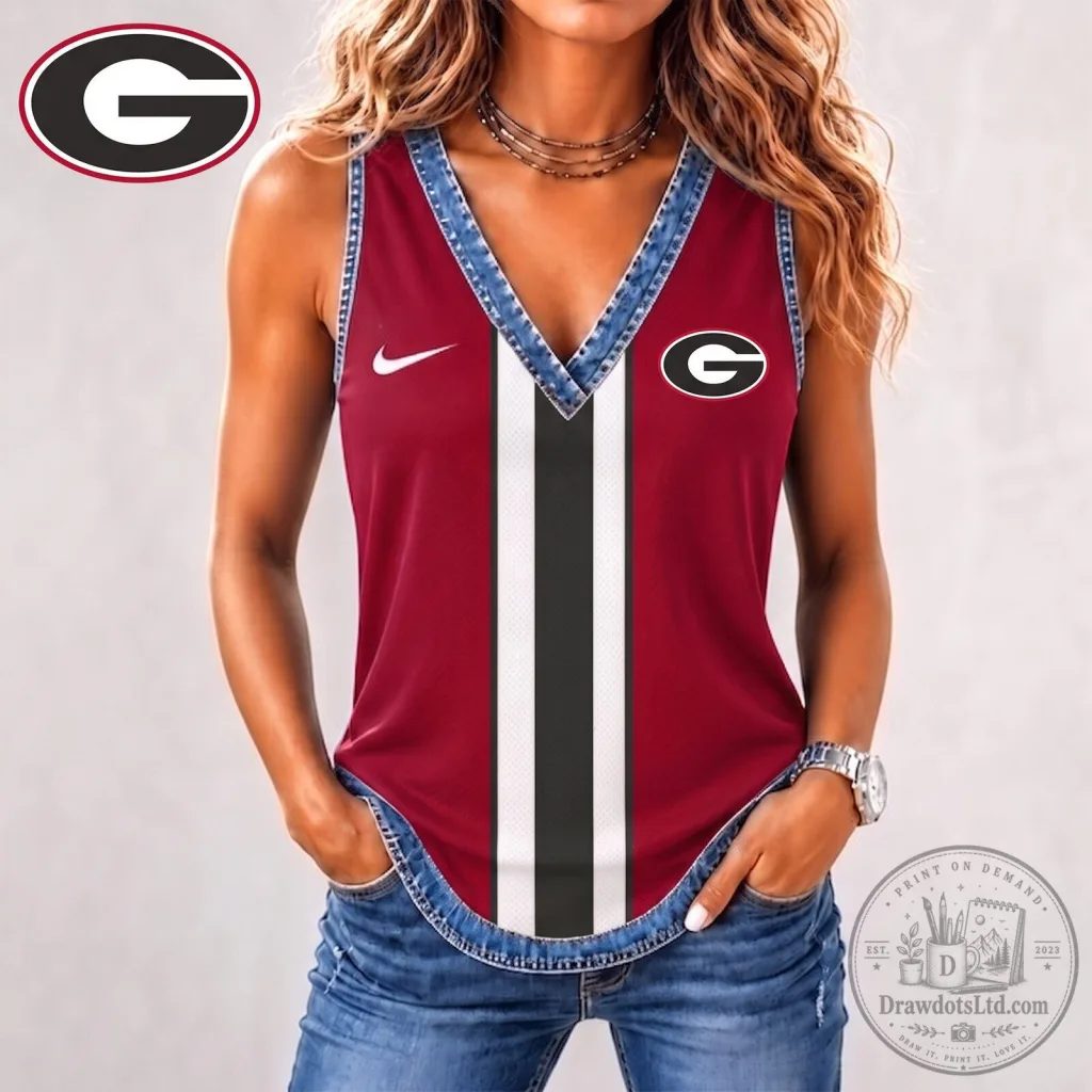Georgia Bulldogs Sleeveless Tank Top Shirt for Women Georgia Bulldogs Sleeveless Tank Top Shirt for Women