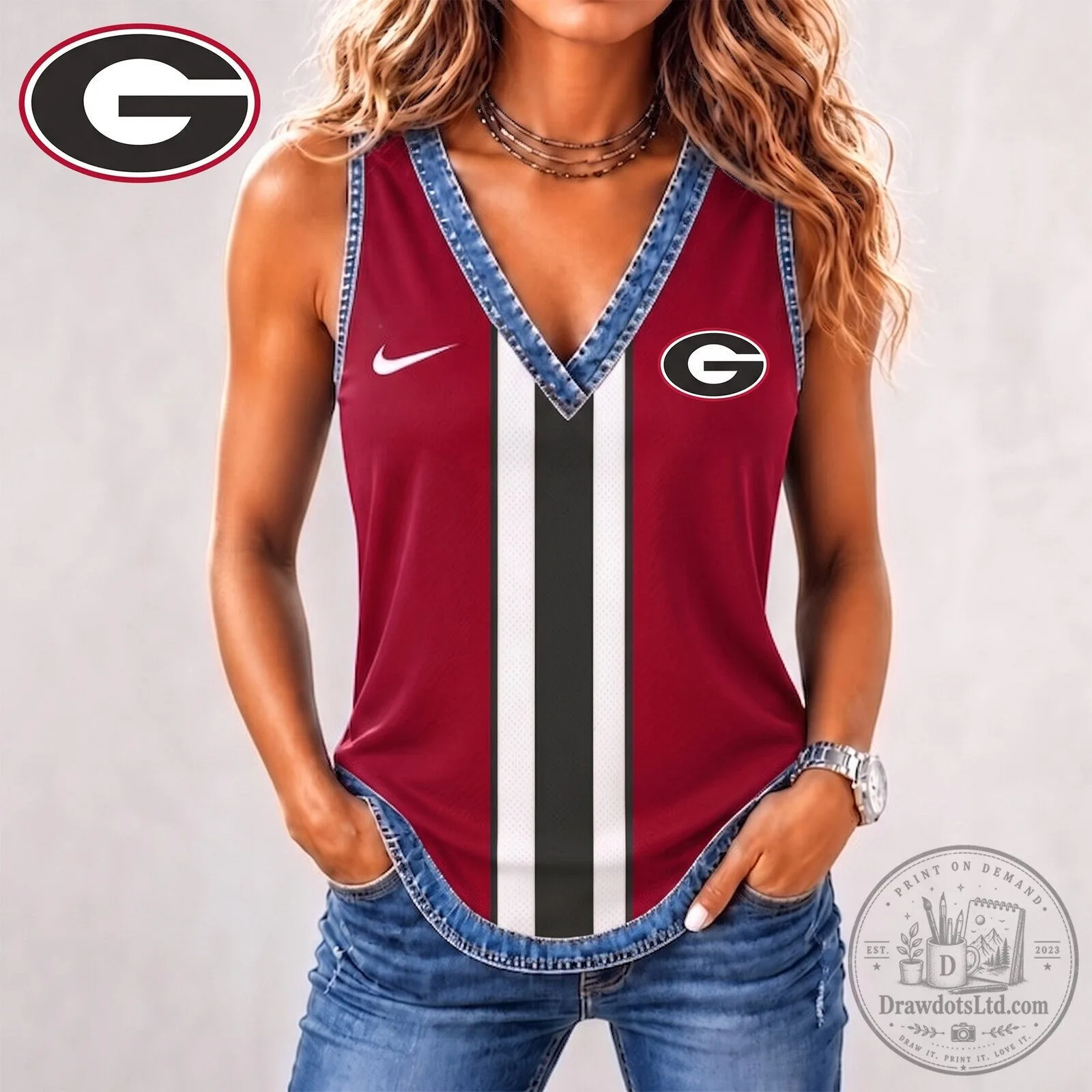 Georgia Bulldogs Sleeveless Tank Top Shirt for Women