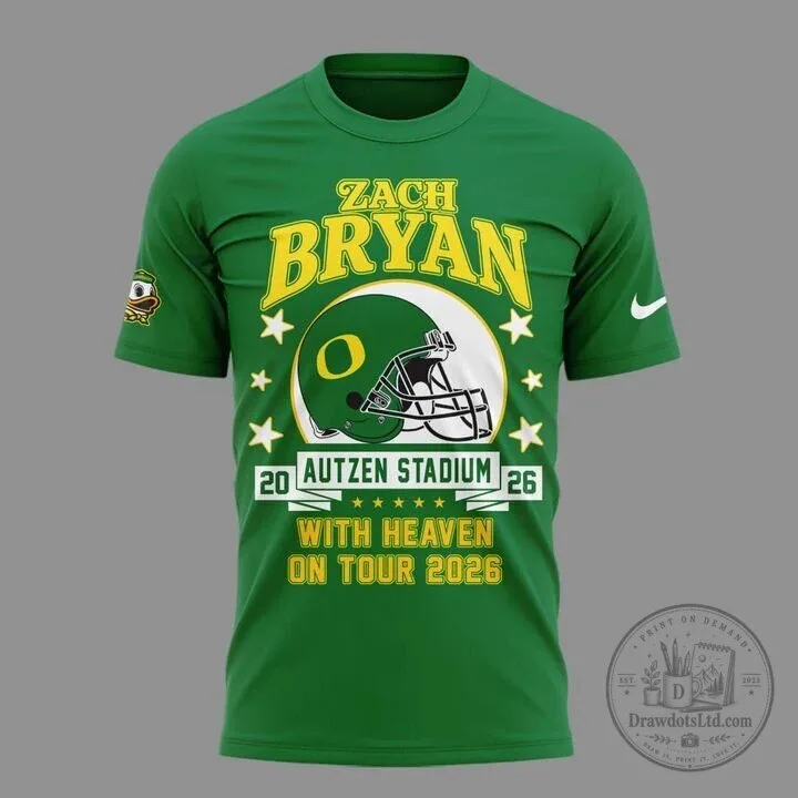Heaven On Tour 2026 T-Shirt featuring Zach Bryan and Oregon Ducks Football 5 Heaven On Tour 2026 T-Shirt featuring Zach Bryan and Oregon Ducks Football