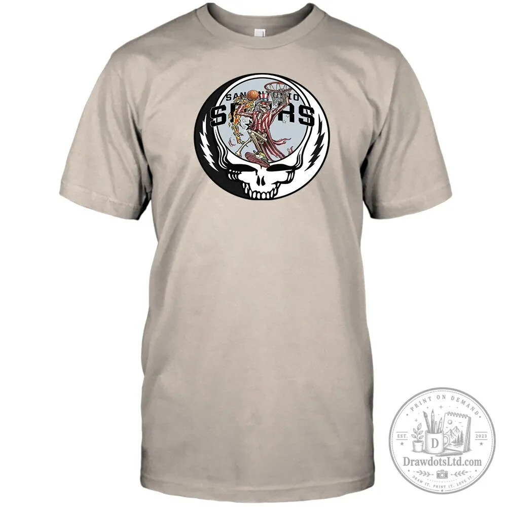 San Antonio Spurs NBA Playoffs Basketball Deadhead Grateful Skull T-Shirt