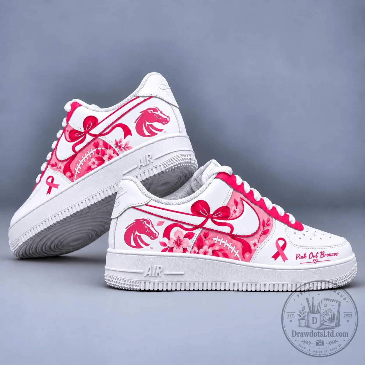 Boise State Broncos Pink Out Breast Cancer Awareness Sneakers Shoes