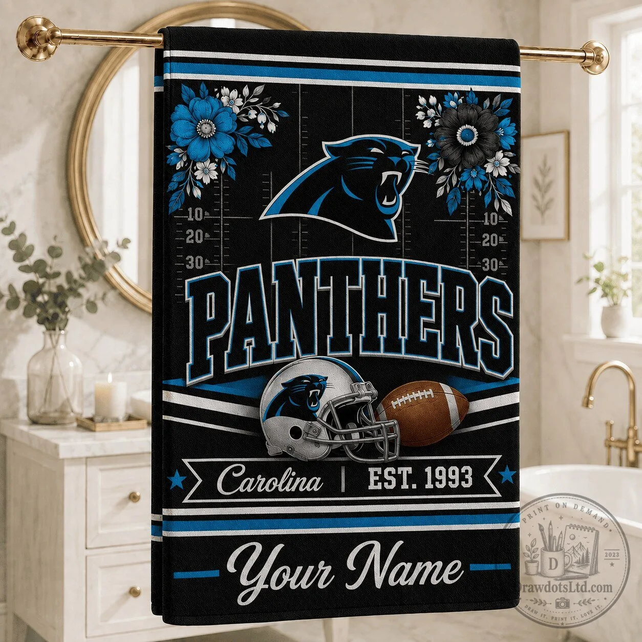 Carolina Panthers Football Team Personalized Fan Gift Towel