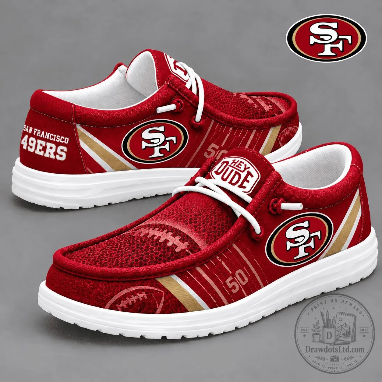 San Francisco 49ers Football Team Logo Red Loafer Shoes