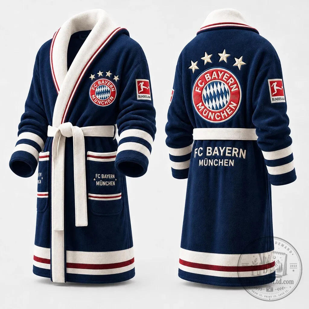 FC Bayern München Football Club Fleece Bathrobe